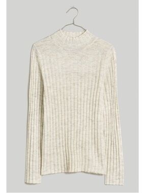 Madewell Ribbed Alpaca-Blend Mockneck Sweater in Antique Cream
